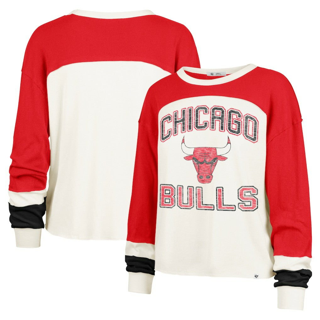 Chicago Bulls '47 Women's Curve Raglan Long Sleeve T-Shirt sale - Cream | 47 brand online