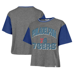 Philadelphia 76ers '47 Women's Rise Clubhouse Ziggy Color Block T-Shirt - Gray | 47 brand for sale