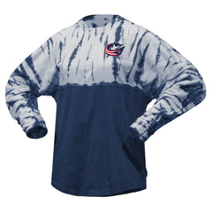 Columbus Blue Jackets Spirit Jersey Unisex Crystal Half Dye Long Sleeve T-Shirt