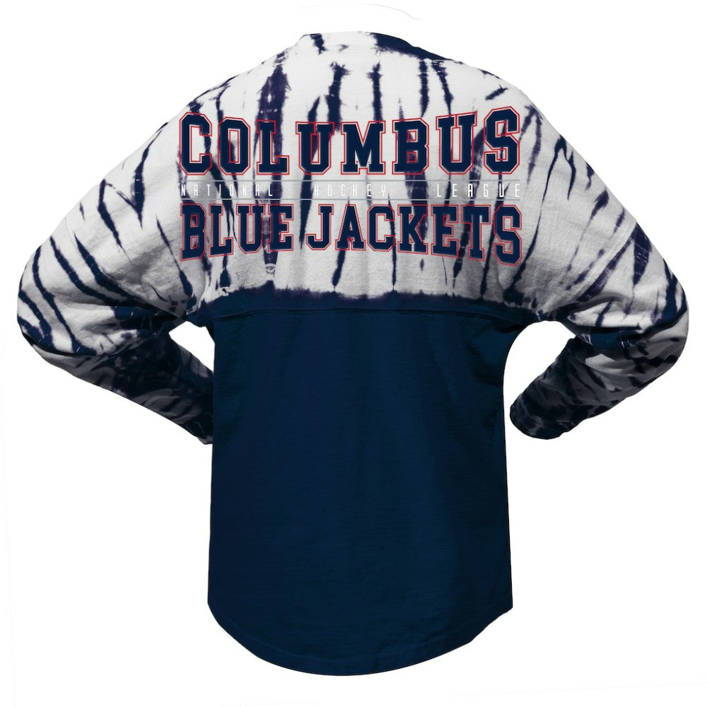 Columbus Blue Jackets Spirit Jersey Unisex Crystal Half Dye Long Sleeve T-Shirt