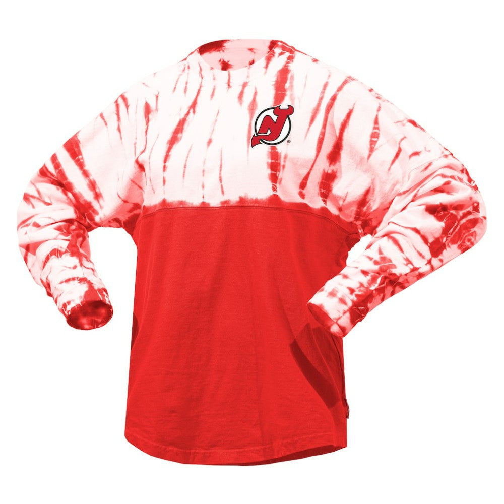 New Jersey Devils Spirit Jersey Unisex Crystal Half Dye Long Sleeve T-Shirt
