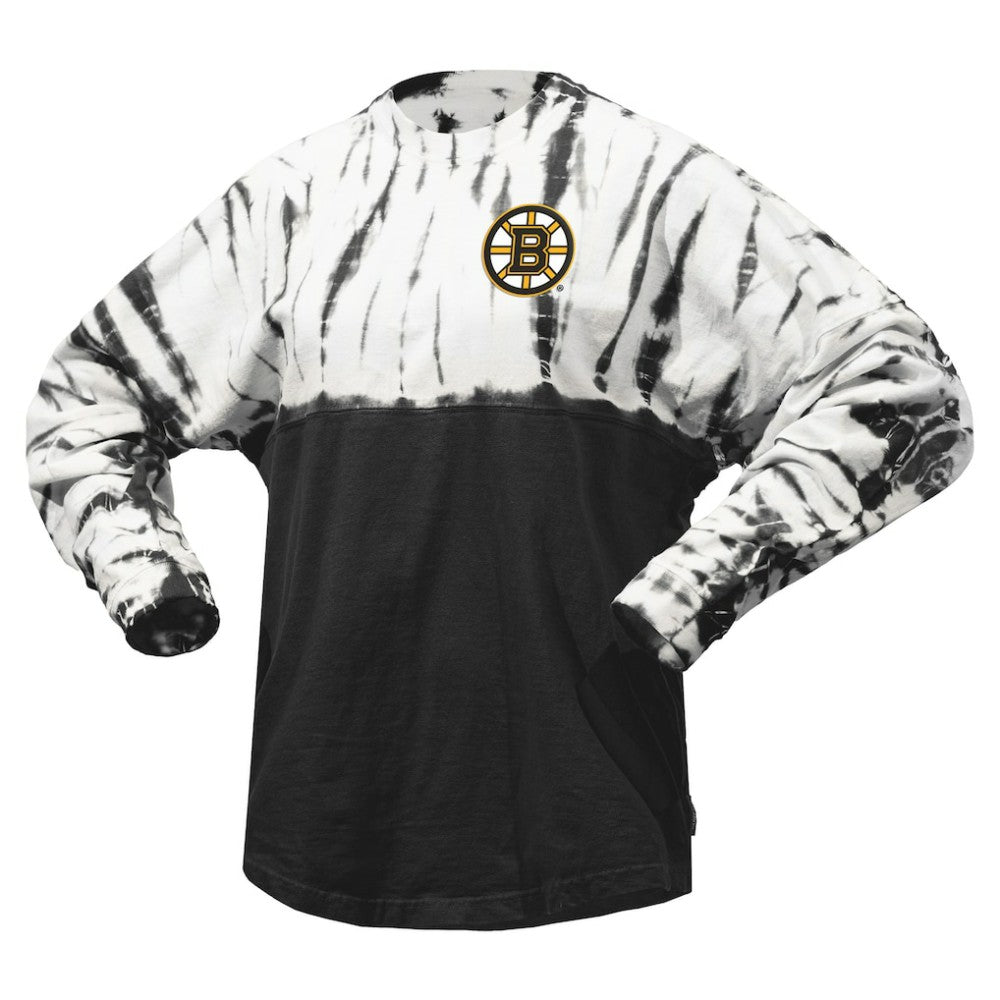 Boston Bruins Spirit Jersey Unisex Crystal Half Dye Long Sleeve T-Shirt