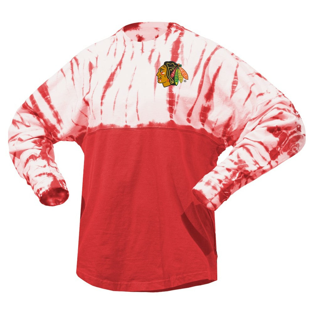 Chicago Blackhawks Spirit Jersey Unisex Crystal Half Dye Long Sleeve T-Shirt
