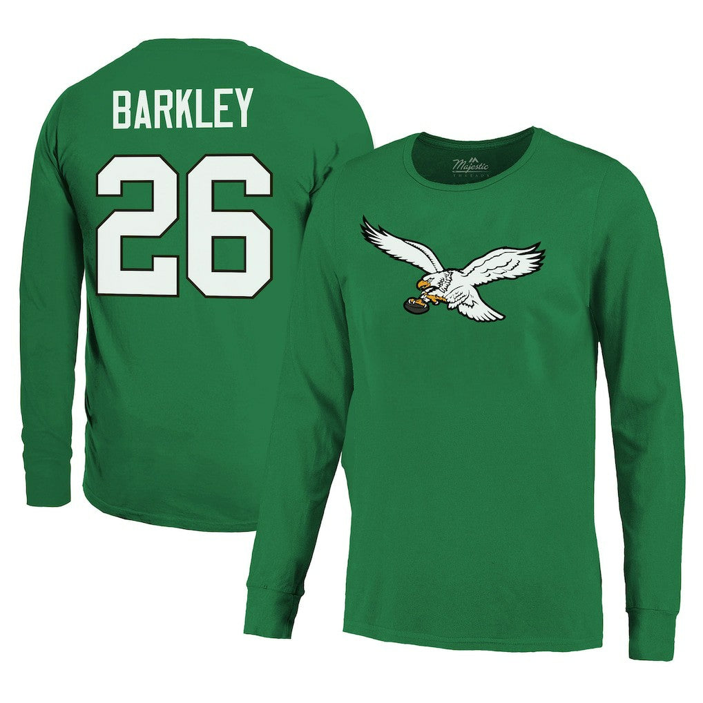 NFL Philadelphia Eagles Saquon Barkley  Majestic Threads Name & Number Long Sleeve T-Shirt