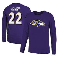 NFL Baltimore Ravens Derrick Henry  Majestic Threads Name & Number Long Sleeve T-Shirt