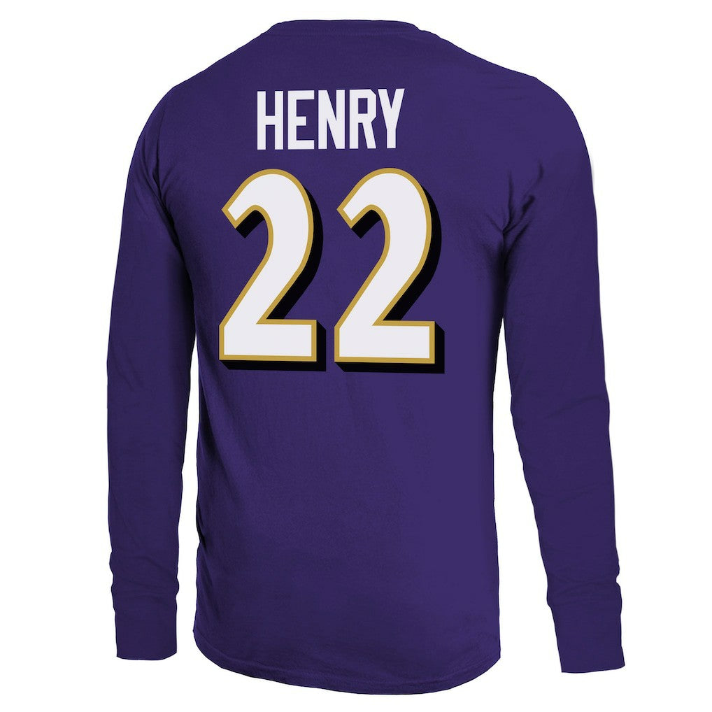 NFL Baltimore Ravens Derrick Henry  Majestic Threads Name & Number Long Sleeve T-Shirt