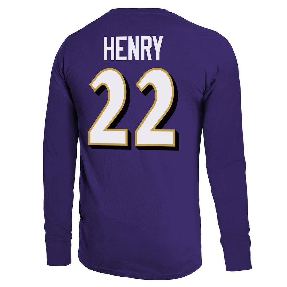 NFL Baltimore Ravens Derrick Henry  Majestic Threads Name & Number Long Sleeve T-Shirt