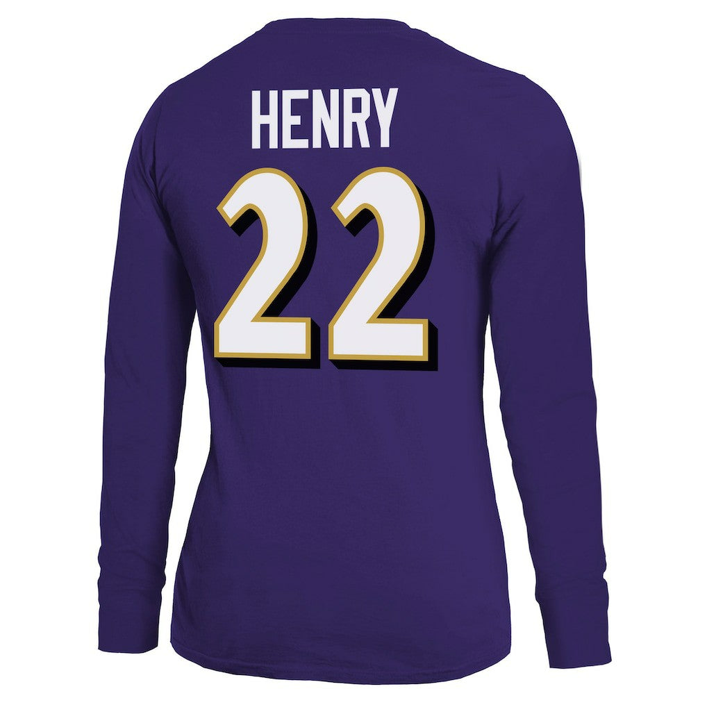 NFL Baltimore Ravens Derrick Henry  Majestic Threads Women's Name & Number Long Sleeve T-Shirt