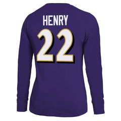 NFL Baltimore Ravens Derrick Henry  Majestic Threads Women's Name & Number Long Sleeve T-Shirt