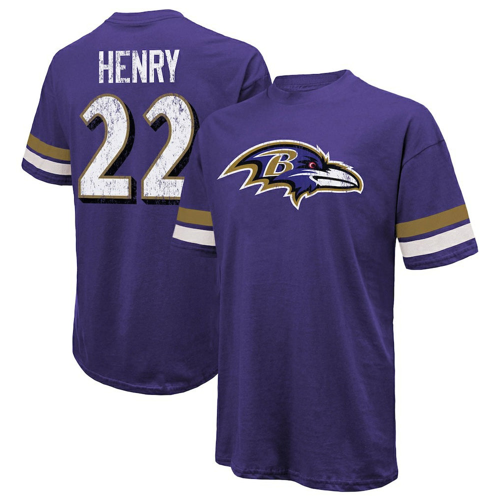 NFL Baltimore Ravens Derrick Henry  Majestic Threads Name & Number Oversized T-Shirt