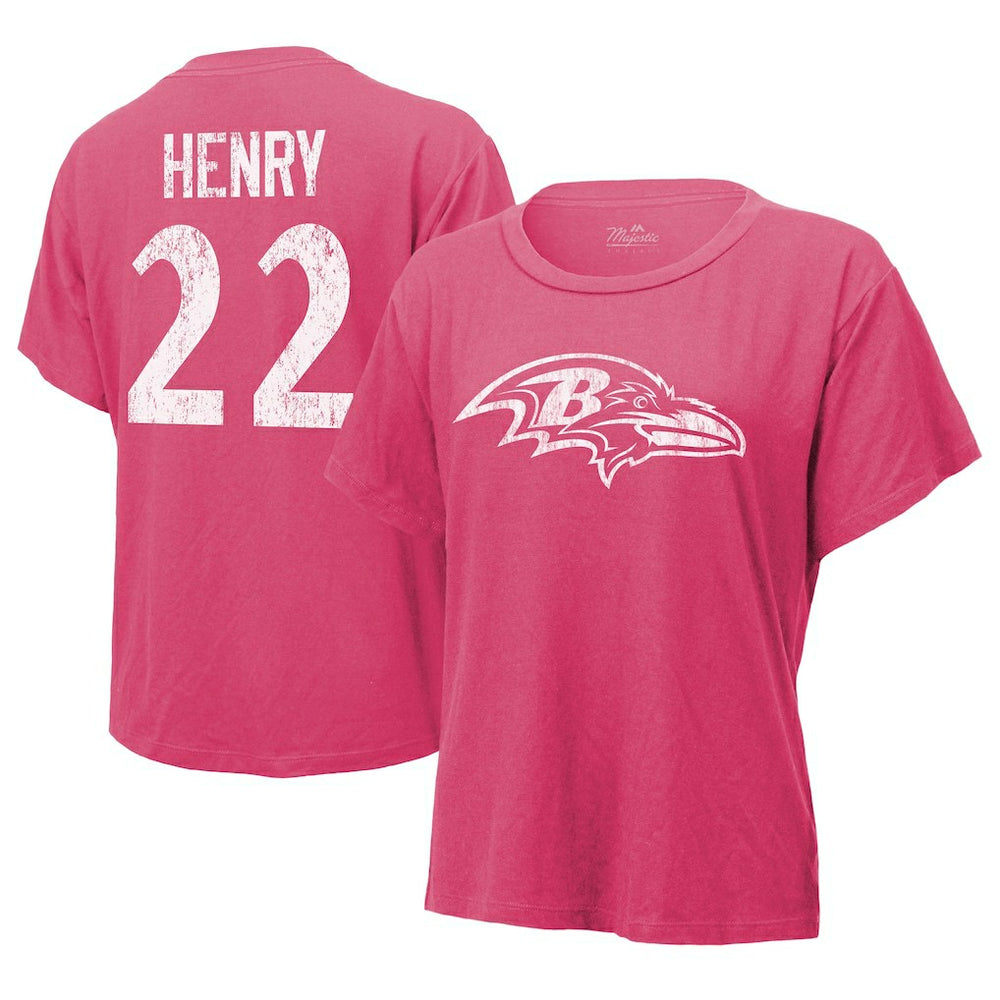 NFL Baltimore Ravens Derrick Henry  Majestic Threads Women's Name & Number T-Shirt