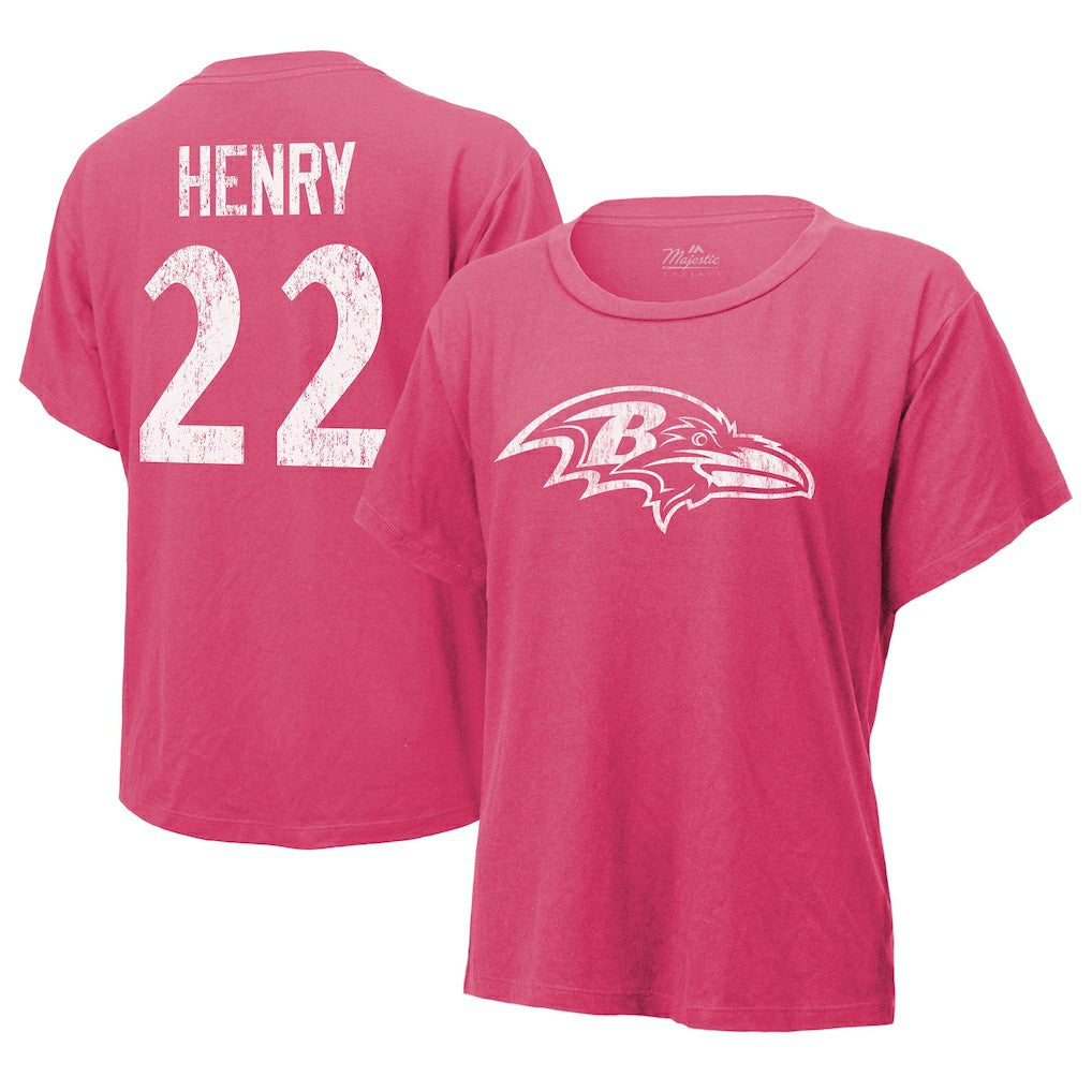 NFL Baltimore Ravens Derrick Henry  Majestic Threads Women's Name & Number T-Shirt