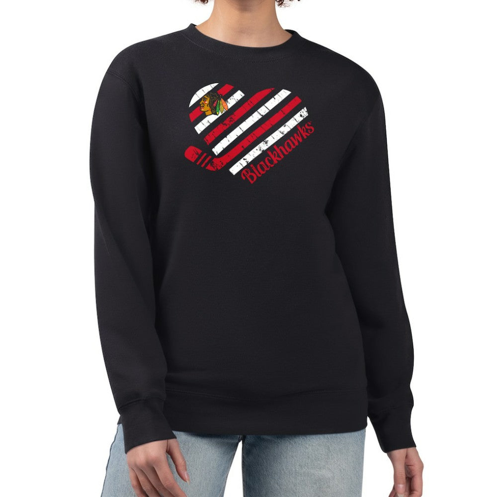 Chicago Blackhawks G-III 4Her by Carl Banks Women's Heart Graphic Pullover Sweatshirt