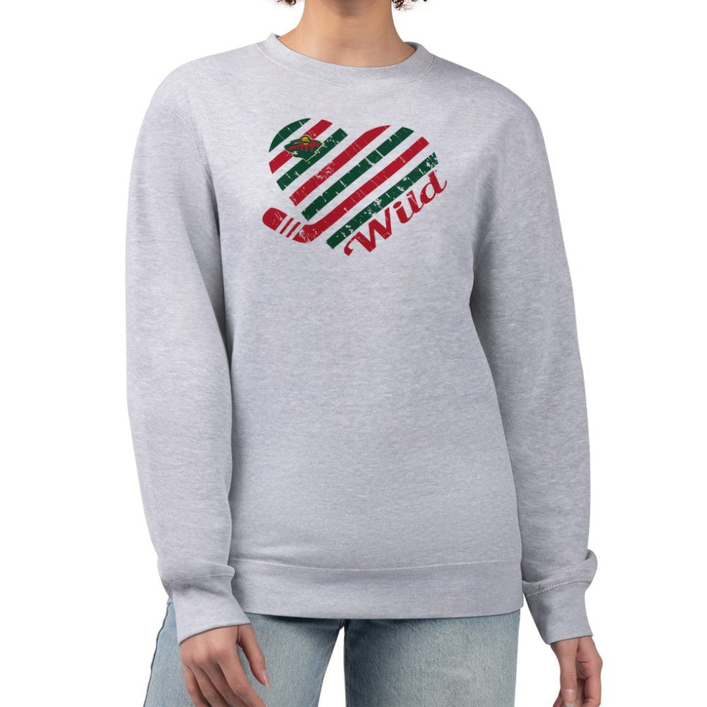 Minnesota Wild G-III 4Her by Carl Banks Women's Heart Graphic Pullover Sweatshirt