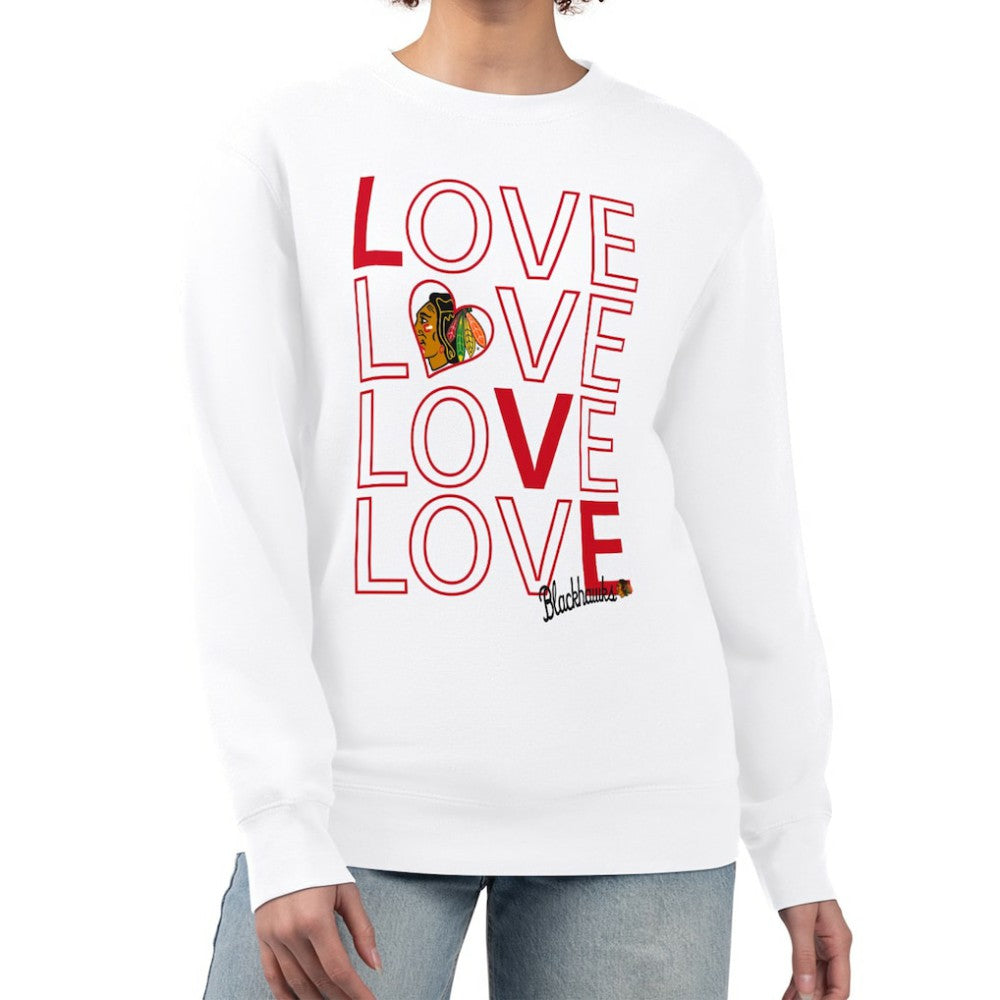 Chicago Blackhawks G-III 4Her by Carl Banks Women's Lots Of Love Team Logo Graphic Pullover Sweatshirt
