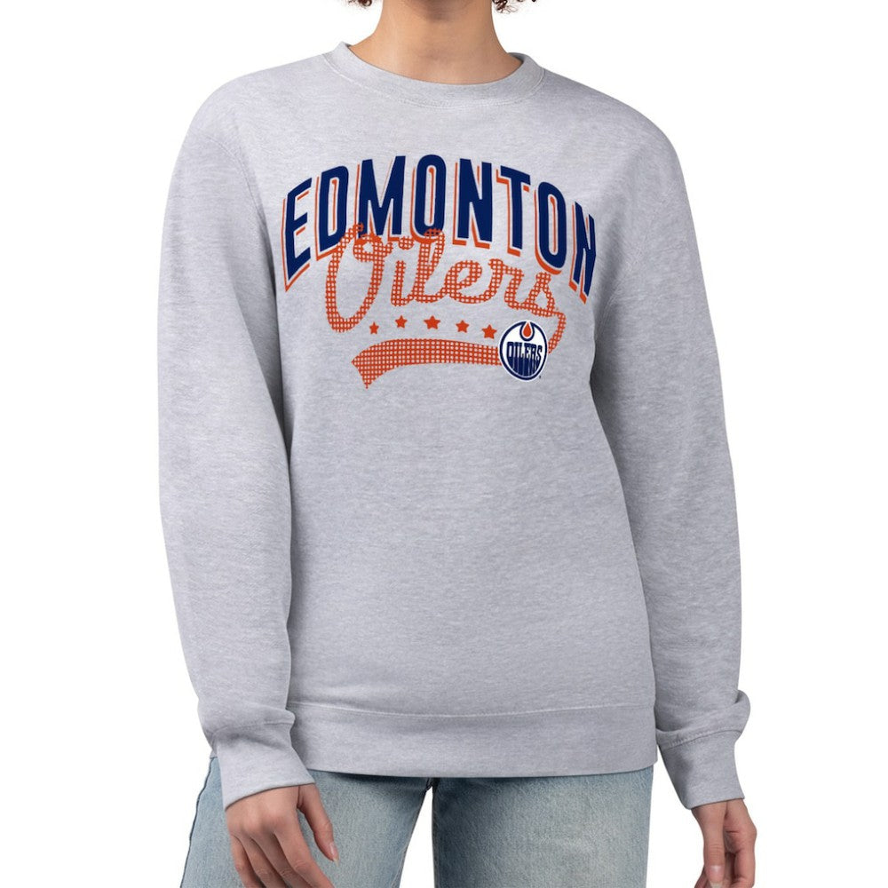 Edmonton Oilers G-III 4Her by Carl Banks Women's Filigree Team Graphic Fleece Pullover Sweatshirt