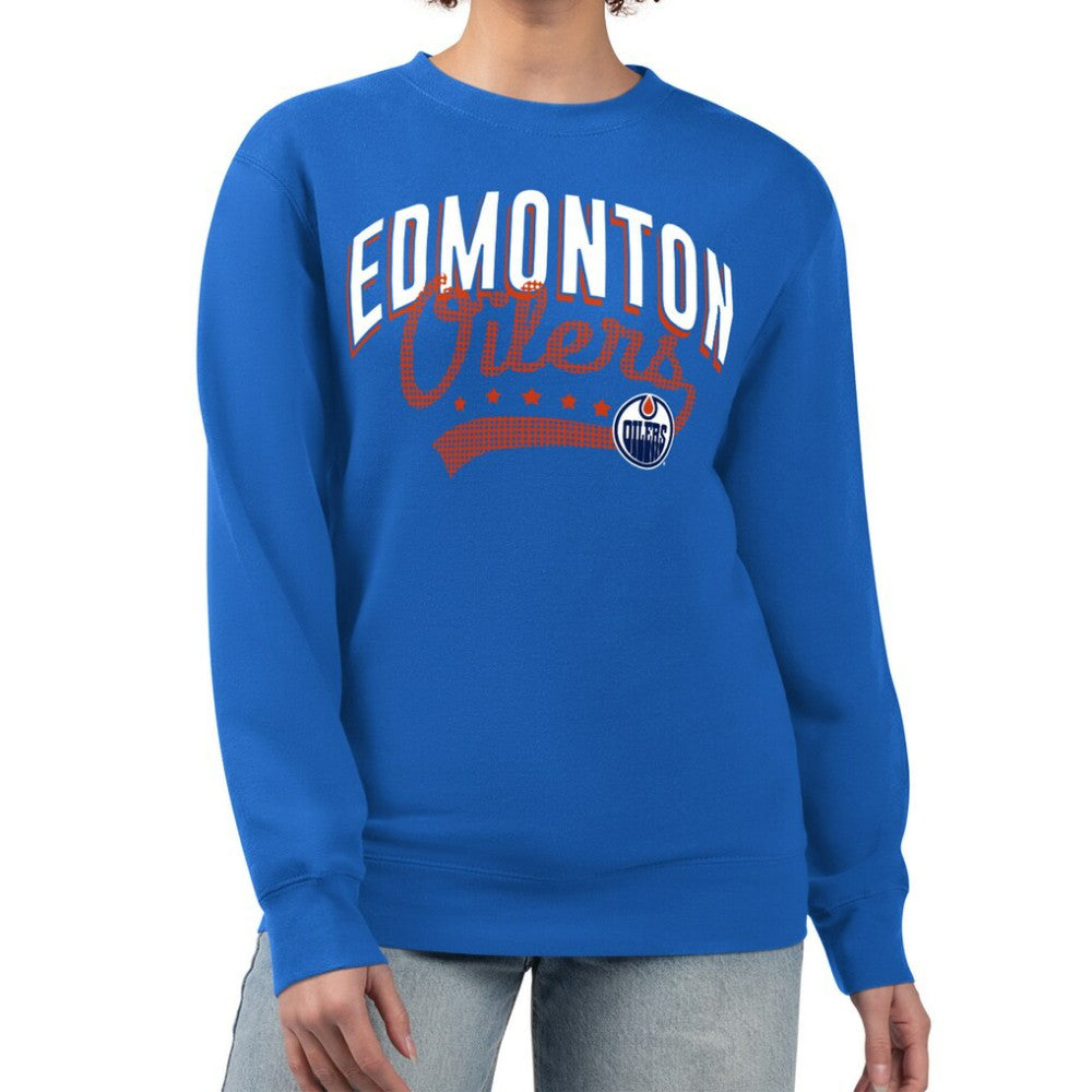 Edmonton Oilers G-III 4Her by Carl Banks Women's Filigree Team Graphic Fleece Pullover Sweatshirt