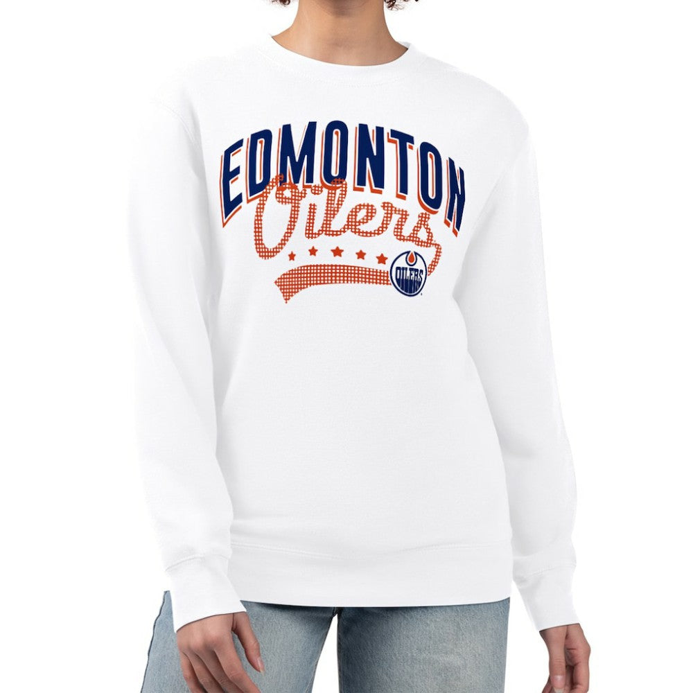 Edmonton Oilers G-III 4Her by Carl Banks Women's Filigree Team Graphic Fleece Pullover Sweatshirt
