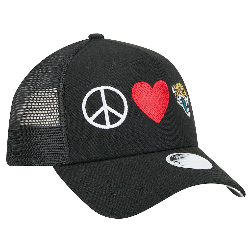 NFL Jacksonville Jaguars Women's Peace & Love Trucker 9FORTY Adjustable Hat