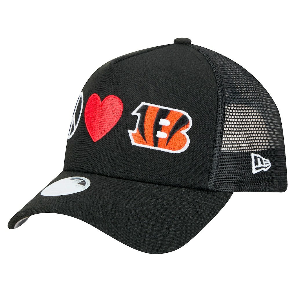 NFL Cincinnati Bengals Women's Peace & Love Trucker 9FORTY Adjustable Hat