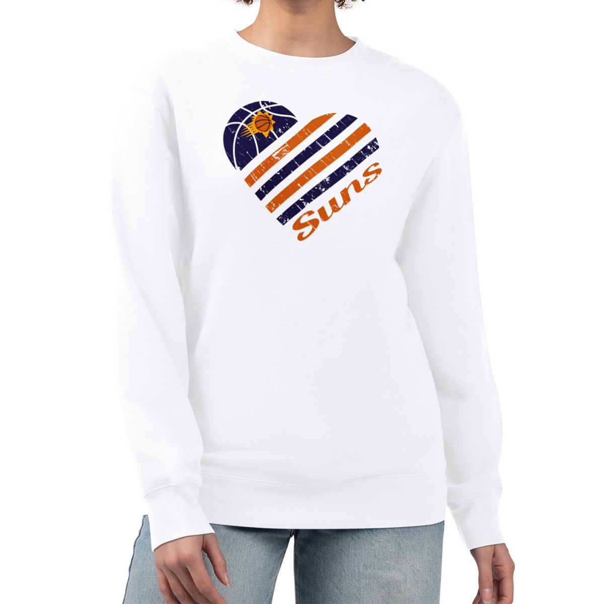 Phoenix Suns G-III 4Her by Carl Banks Women's Heart Graphic Fleece Pullover Sweatshirt - White cheap