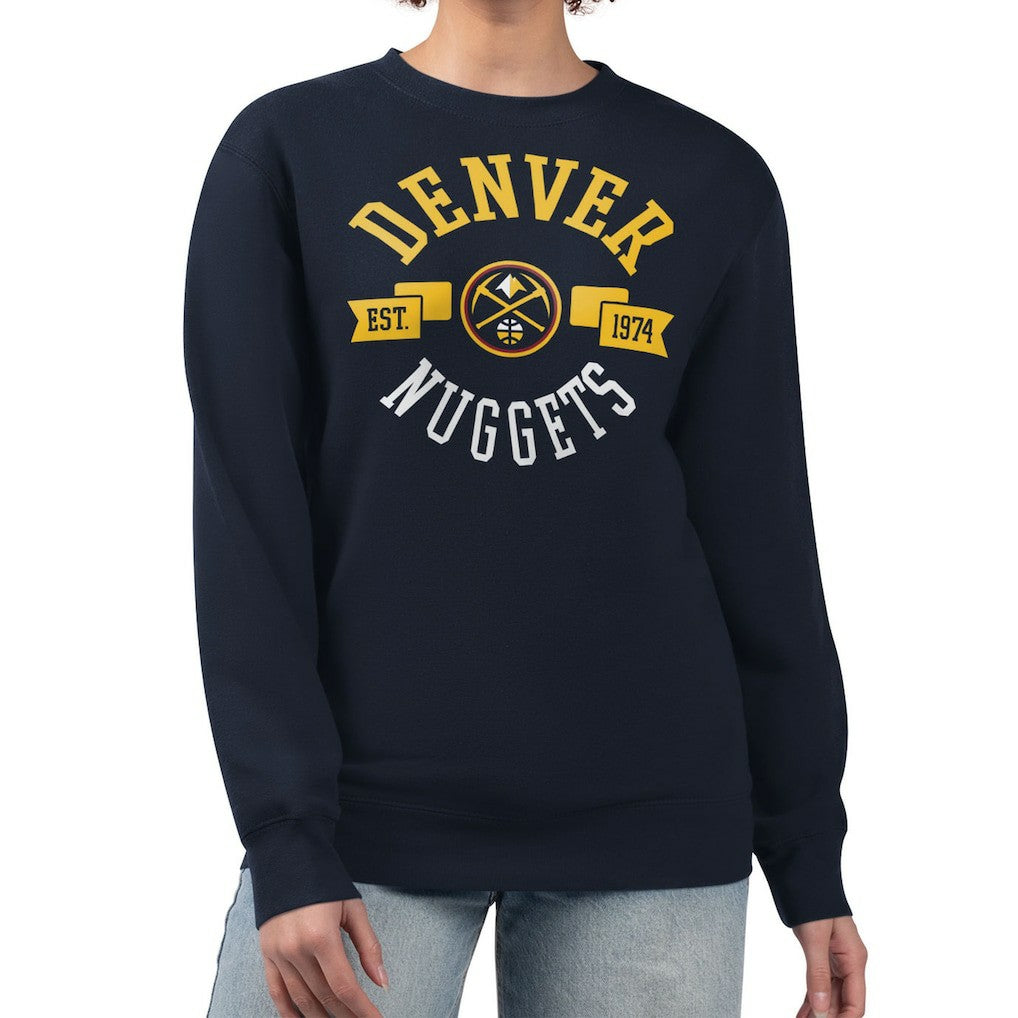 Denver Nuggets G-III 4Her by Carl Banks Women's Large Team Logo Graphic Fleece Pullover Sweatshirt sale - Navy cheap