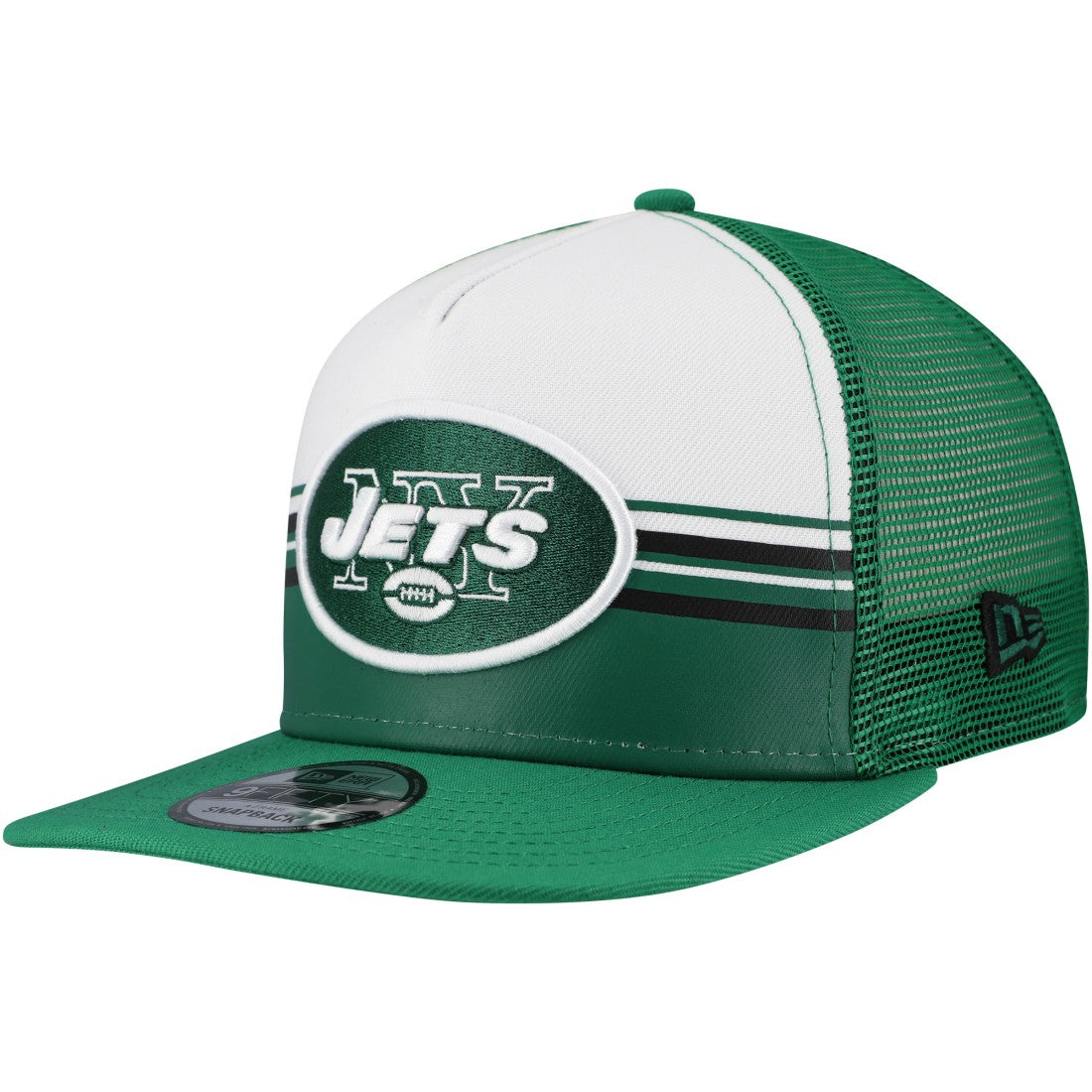 NFL New York Jets Striped A-Frame 9FIFTY Adjustable Trucker Snapback Hat