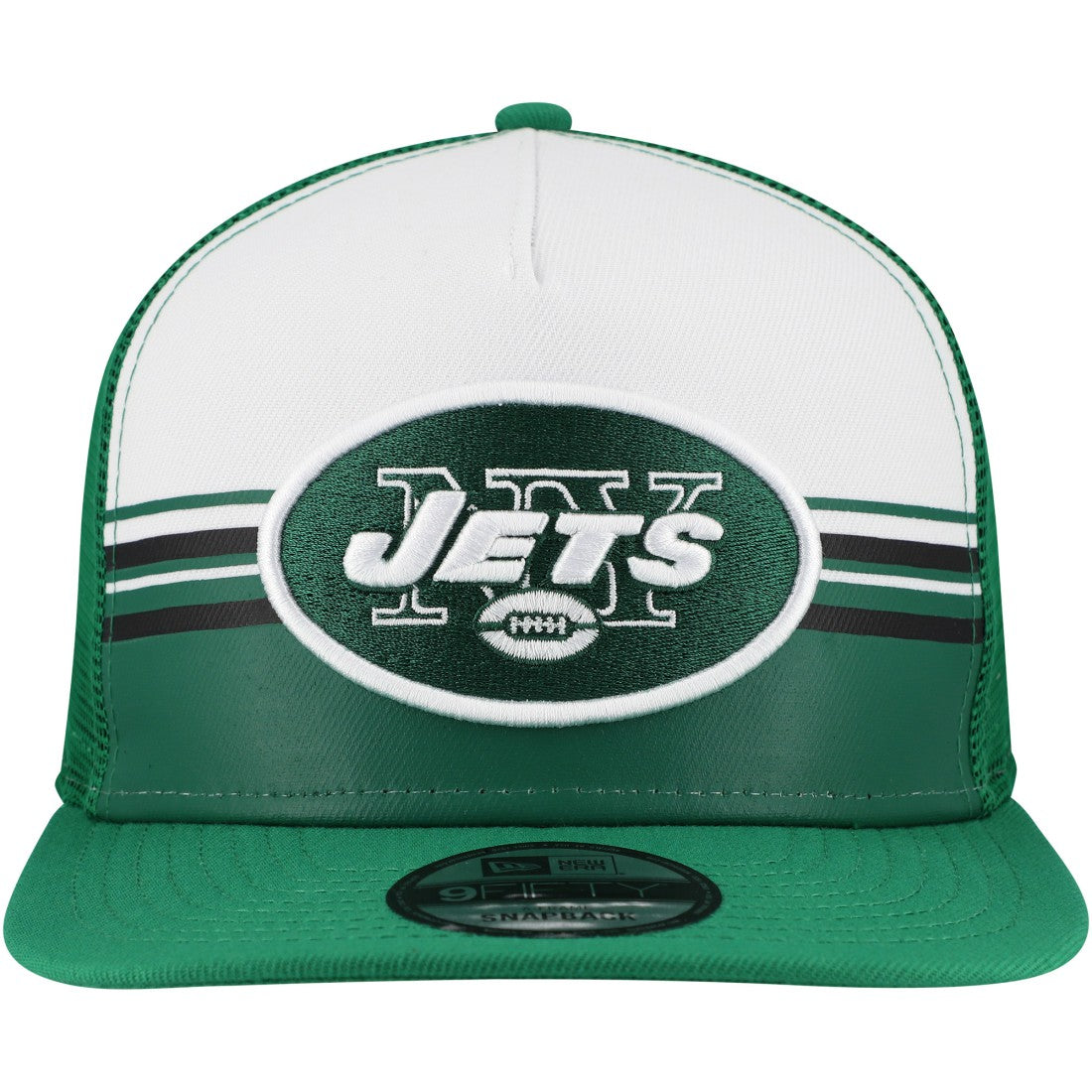 NFL New York Jets Striped A-Frame 9FIFTY Adjustable Trucker Snapback Hat