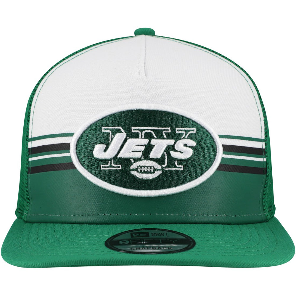 NFL New York Jets Striped A-Frame 9FIFTY Adjustable Trucker Snapback Hat