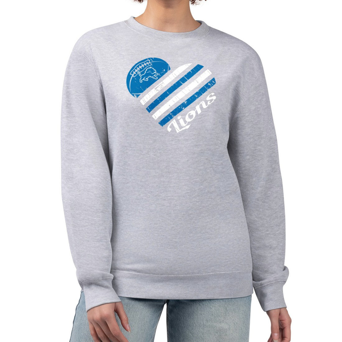 NFL Detroit Lions G-III 4Her by Carl Banks Women's Heart Graphic Fleece Pullover Sweatshirt