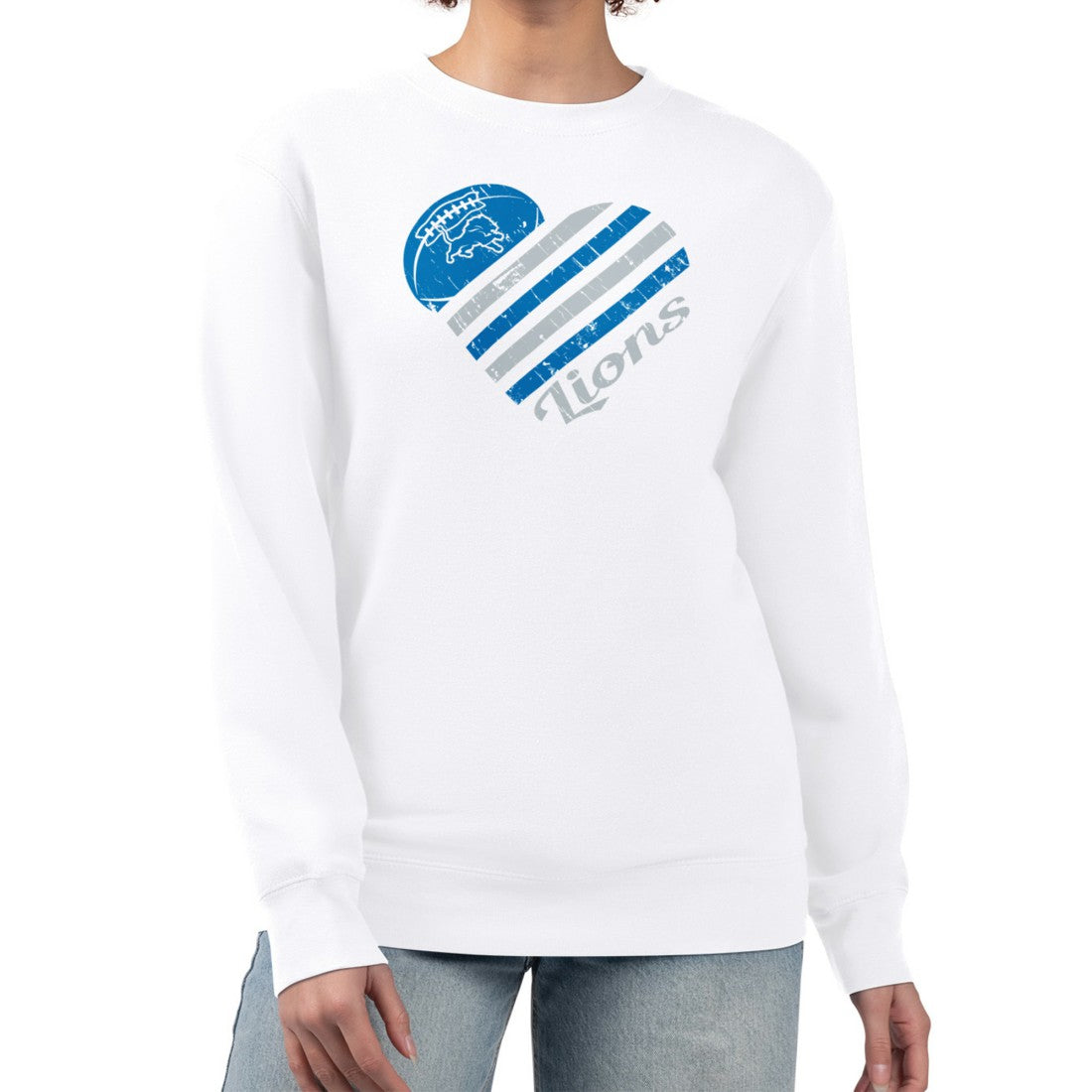 NFL Detroit Lions G-III 4Her by Carl Banks Women's Heart Graphic Fleece Pullover Sweatshirt