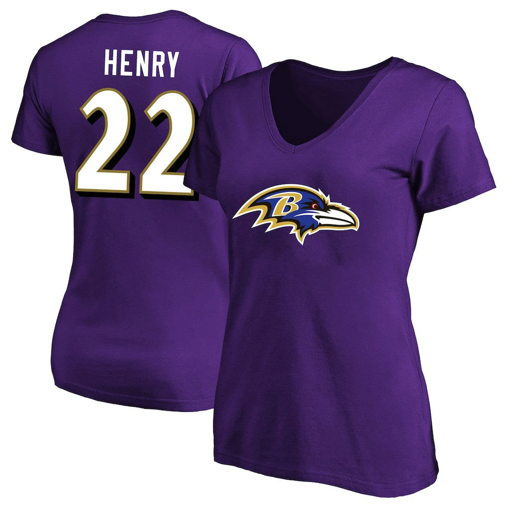 NFL Baltimore Ravens Derrick Henry  Women's Plus Size Fair Catch Name & Number Scoop Neck T-Shirt