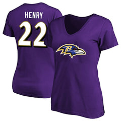 NFL Baltimore Ravens Derrick Henry  Women's Plus Size Fair Catch Name & Number Scoop Neck T-Shirt