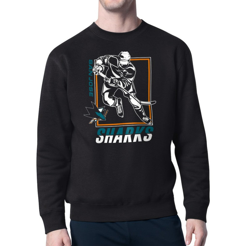 San Jose Sharks Starter Player Grid Fleece Pullover Sweatshirt