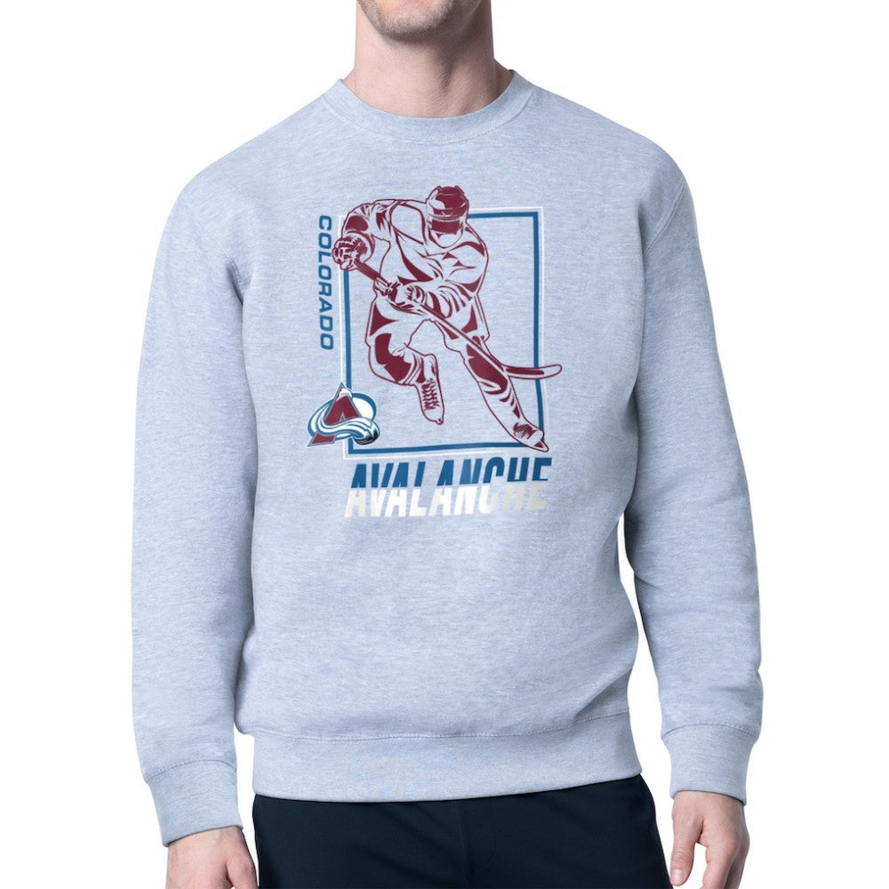 Colorado Avalanche Starter Player Grid Fleece Pullover Sweatshirt