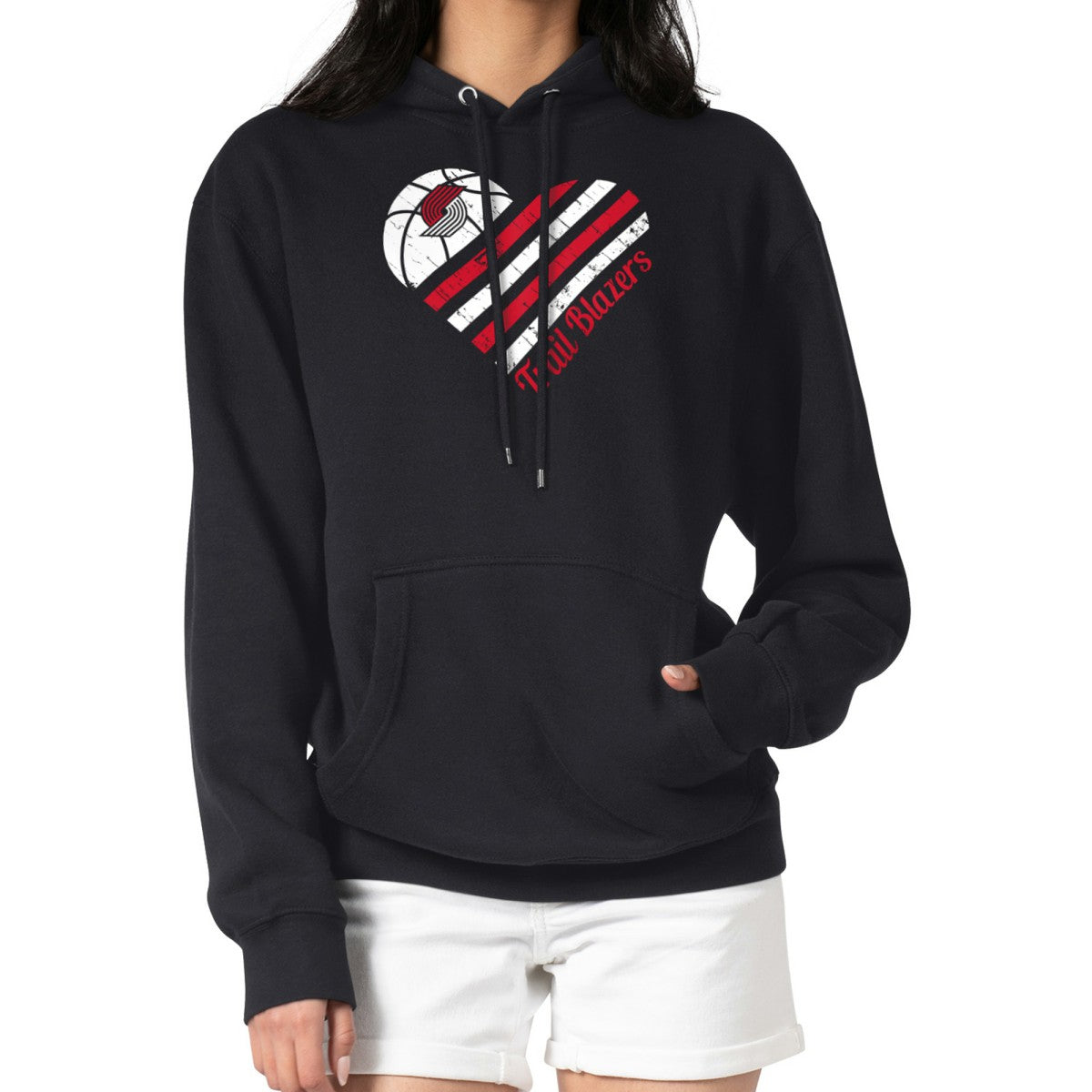 Portland Trail Blazers G-III 4Her by Carl Banks Women's Heart Pullover Hoodie - Black sale
