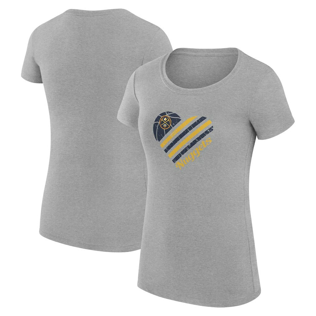 Denver Nuggets G-III 4Her by Carl Banks Women's Super-Slim Fit Lightweight Heart T-Shirt sale - Heather Gray sale