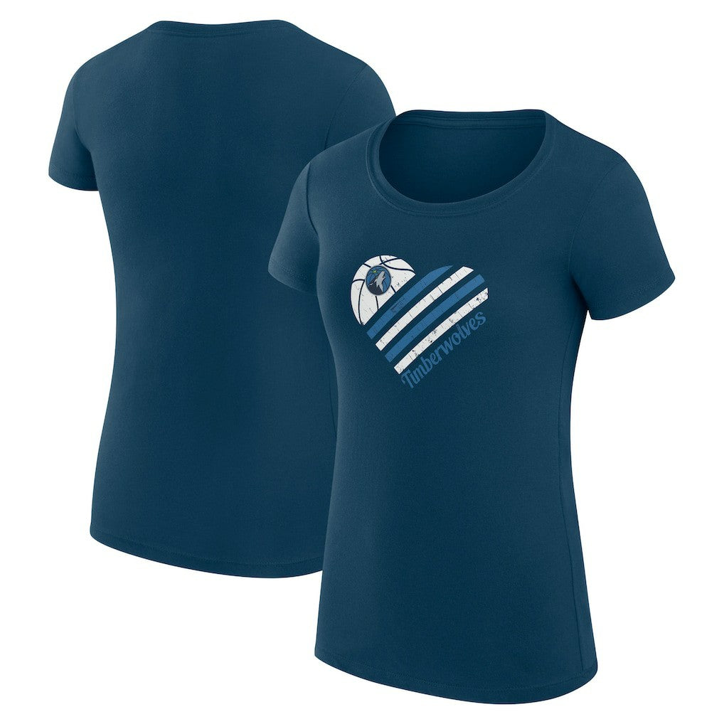 Minnesota Timberwolves G-III 4Her by Carl Banks Women's Super-Slim Fit Lightweight Heart T-Shirt - Navy discount