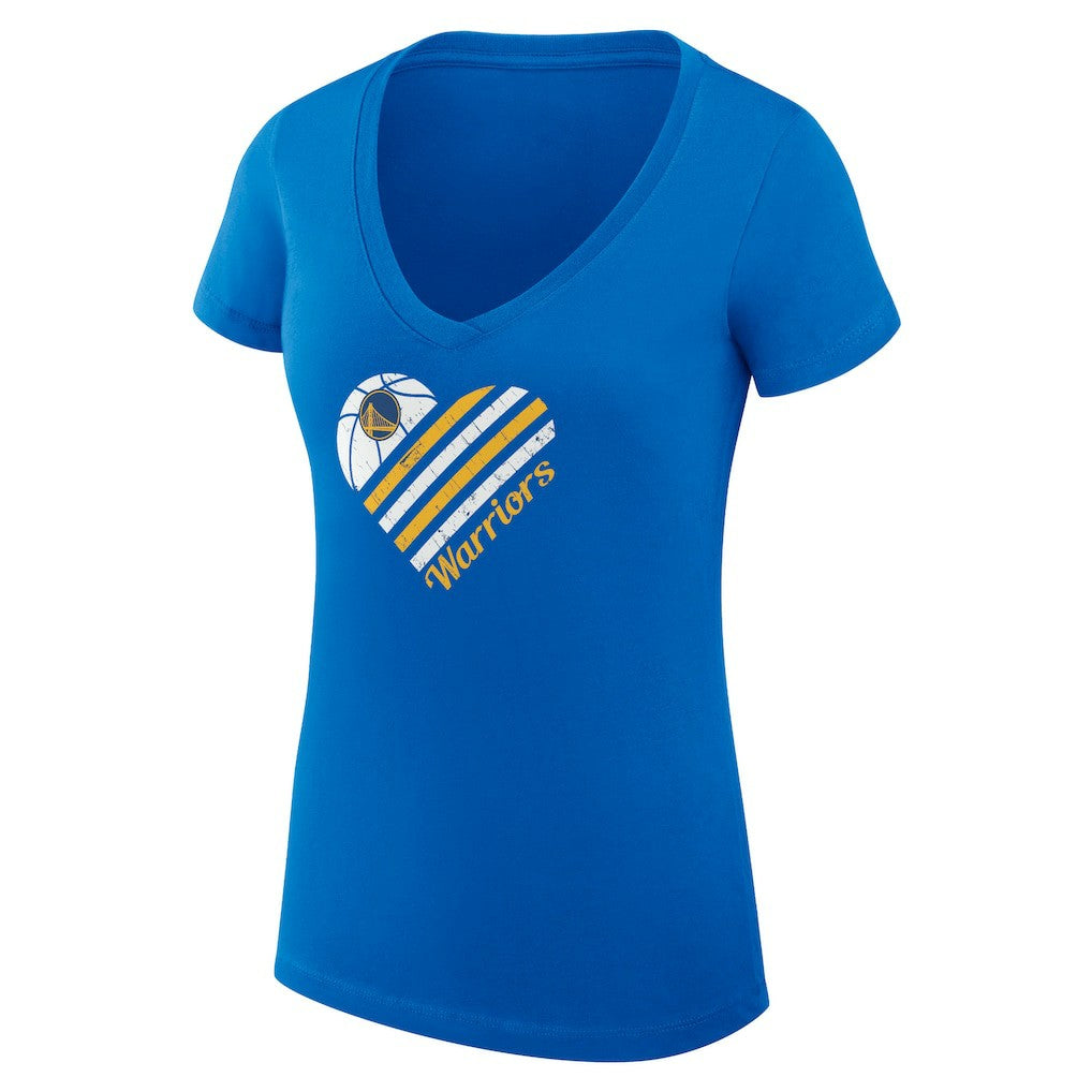Golden State Warriors G-III 4Her by Carl Banks Women's Super-Slim Fit Lightweight Heart V-Neck T-Shirt sale - Royal for sale