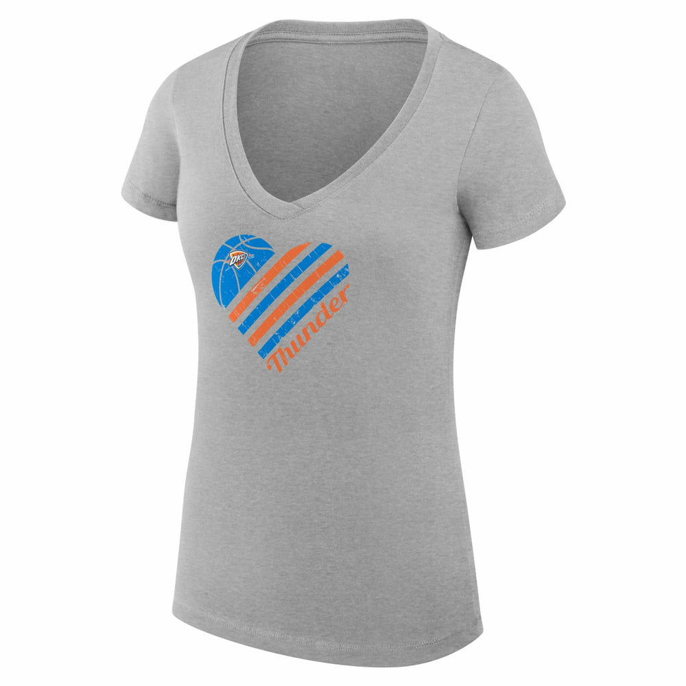 Oklahoma City Thunder G-III 4Her by Carl Banks Women's Super-Slim Fit Lightweight Heart V-Neck T-Shirt - Heather Gray sale