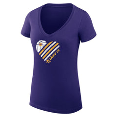 Los Angeles Lakers G-III 4Her by Carl Banks Women's Super-Slim Fit Lightweight Heart V-Neck T-Shirt - Purple on sale