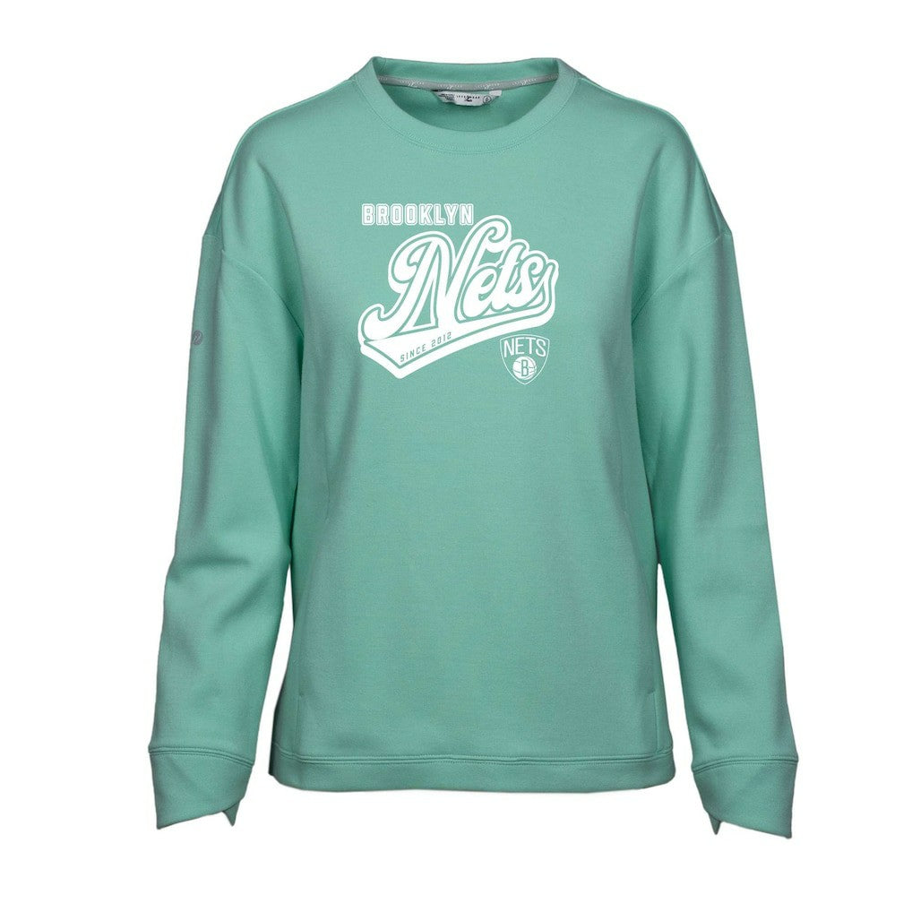 Brooklyn Nets Levelwear Women's Fiona Sweep Pullover Sweatshirt - Mint outlet