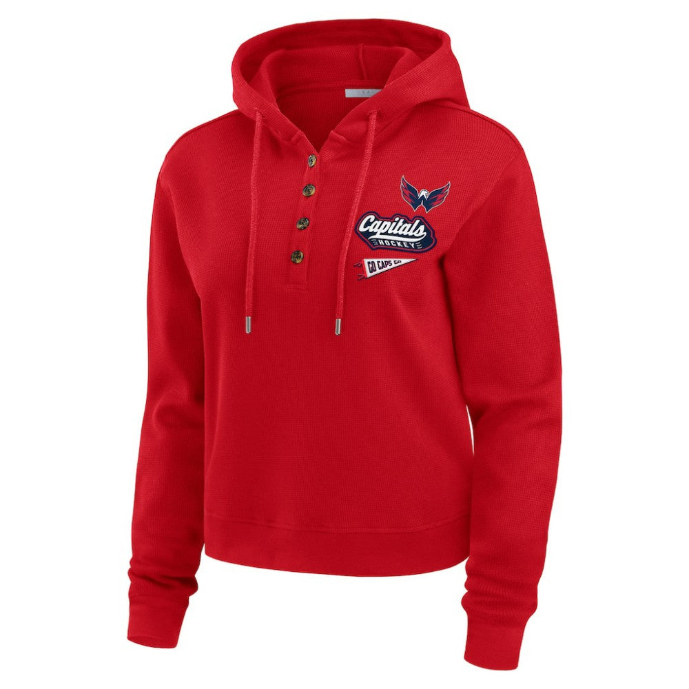 Washington Capitals WEAR by Erin Andrews Women's Waffle-Knit Pullover Hoodie
