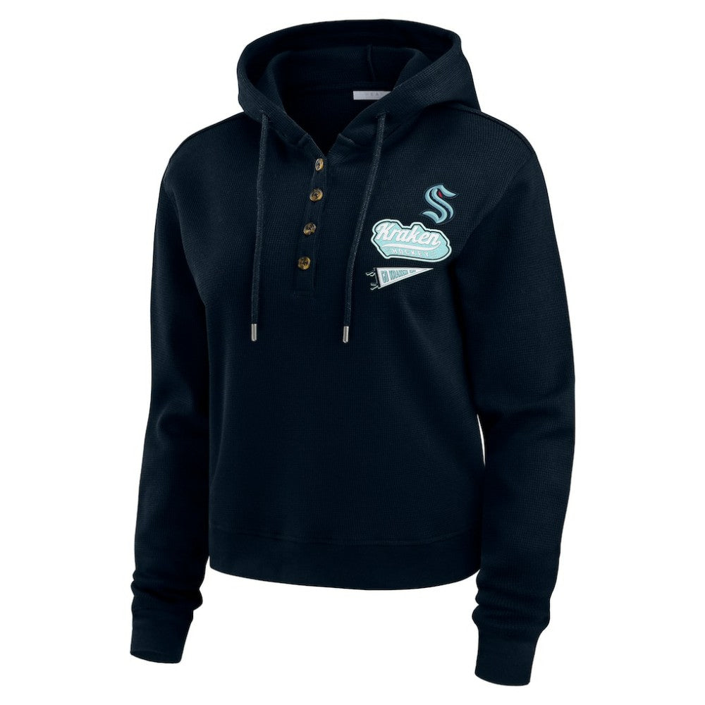 Seattle Kraken WEAR by Erin Andrews Women's Waffle-Knit Pullover Hoodie