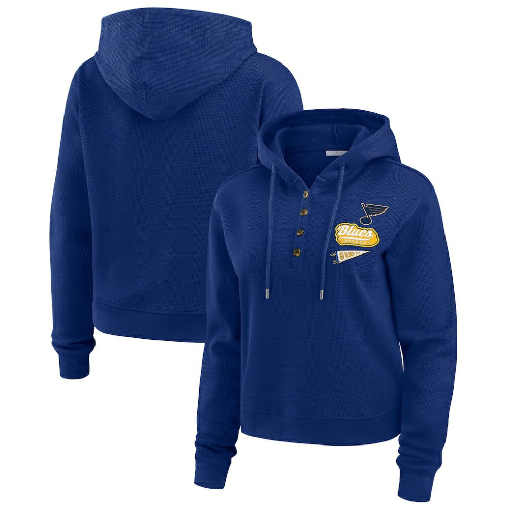 St. Louis Blues WEAR by Erin Andrews Women's Waffle-Knit Pullover Hoodie