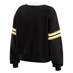 Pittsburgh Penguins WEAR by Erin Andrews Women's Cropped Lace-Up Sweater
