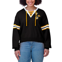 Pittsburgh Penguins WEAR by Erin Andrews Women's Cropped Lace-Up Sweater