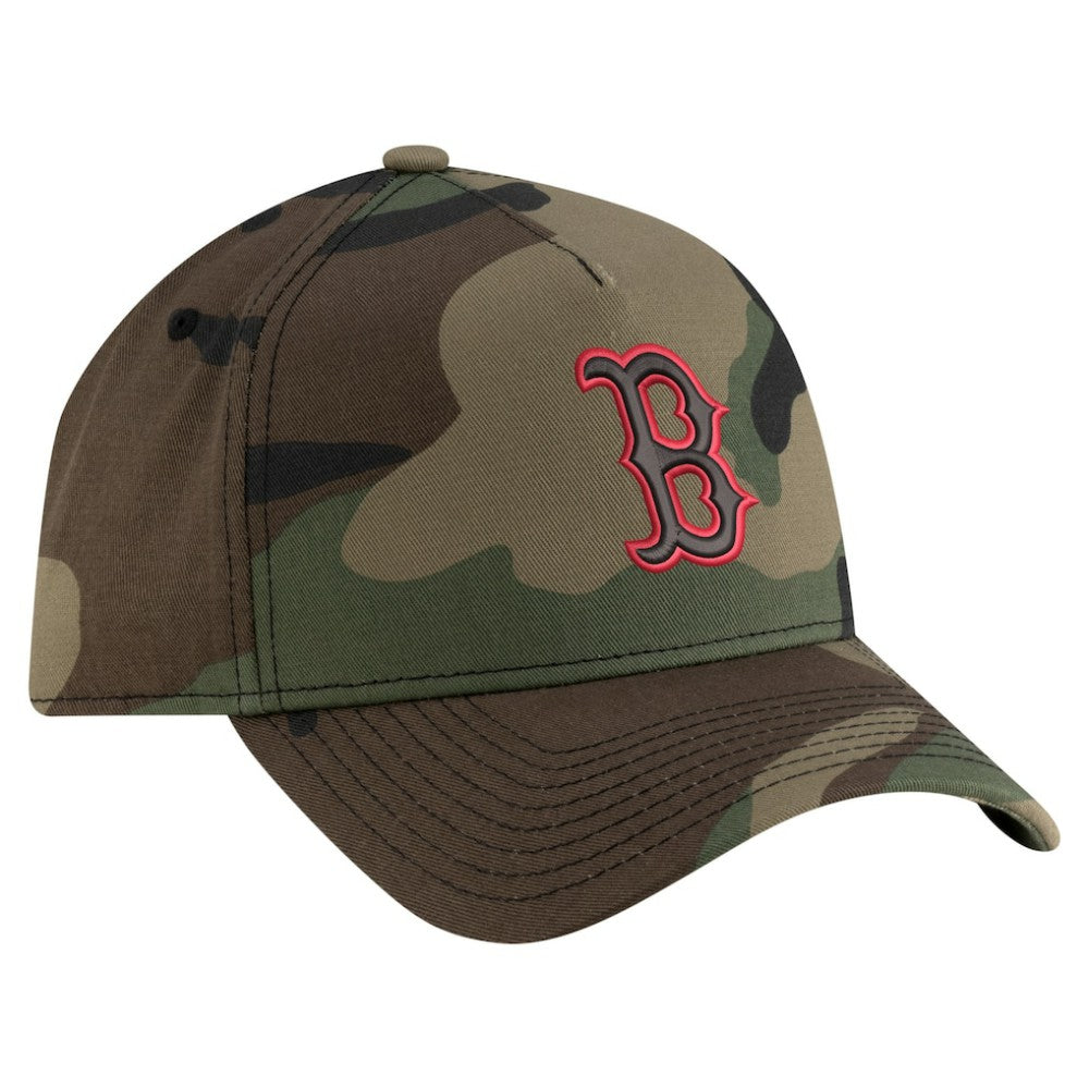 Boston Red Sox Woodland Team Pop 9FORTY A-Frame Adjustable Hat - Camo | New Era