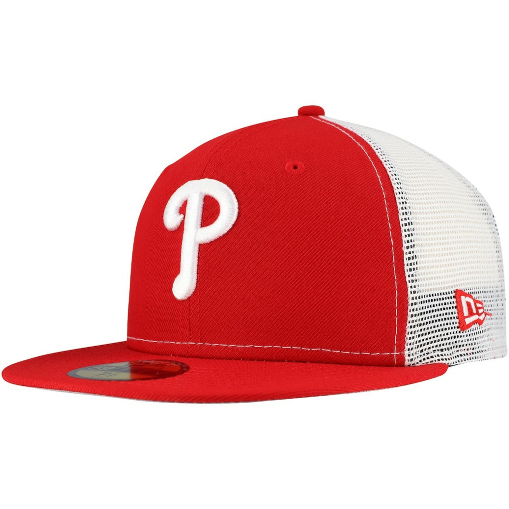 Philadelphia Phillies Team Color 59FIFTY Trucker Fitted Hat - Red | New Era