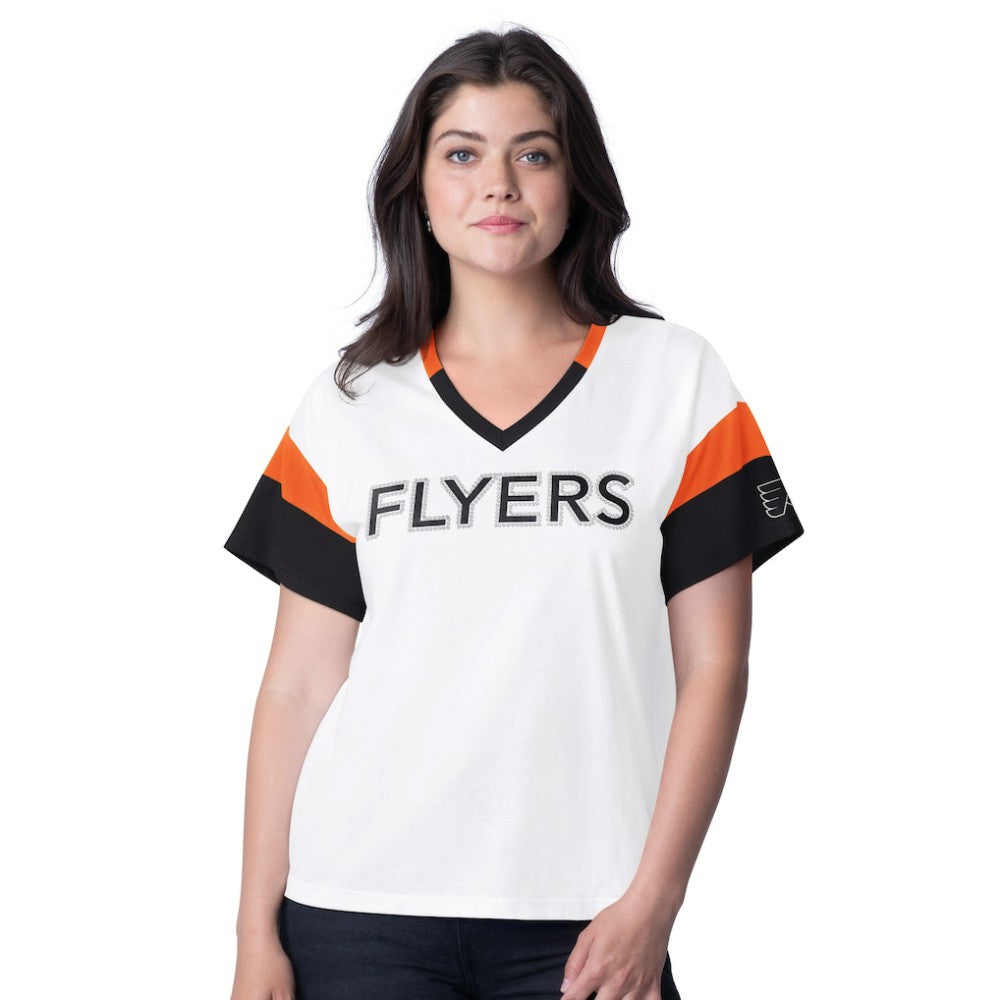 Philadelphia Flyers G-III 4Her by Carl Banks Women's Rink Oversized Rhinestone V-Neck T-Shirt